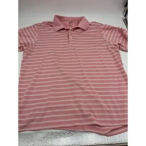 Adidas Golf ClimaLite Polo Shirt Mens L Pink Striped Performance